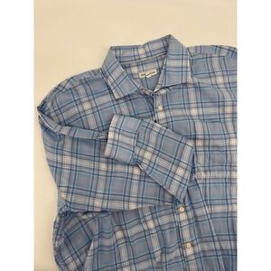 Peter Millar Mens XXL Plaid‎ Button Down Long Sleeve Shirt Blue White Pink